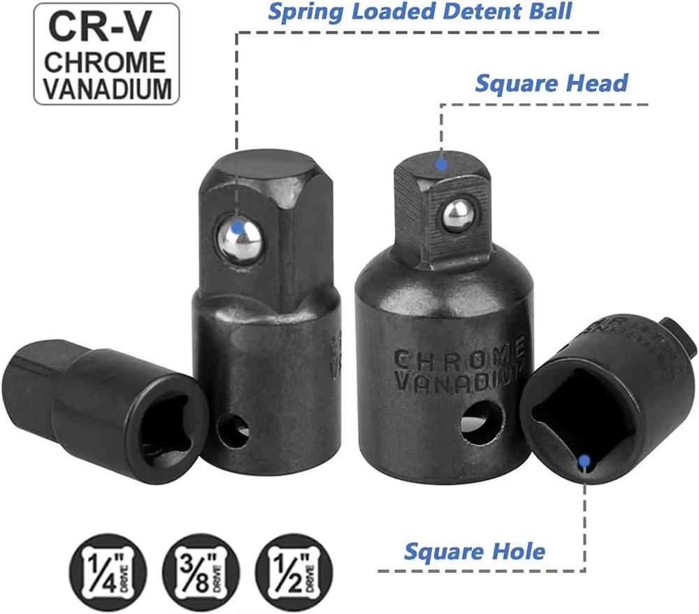 4Pcs Socket Convertor Adaptor Reducer Set 1/2 to 3/8 3/8 to 1/4 3/4 to 1/2 Impact Drive Socket Adaptor Repair Tools