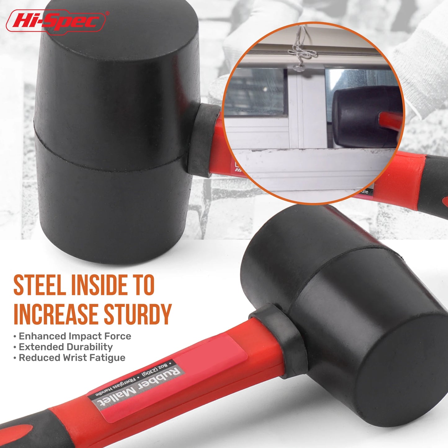 1PC Heavy Duty Mallet Rubber Hammer Double Faced Household Mini Hammer Multifunctional Mallet Hand Tool 8/12/16/24 Oz