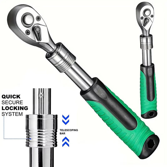Ratchet (Clée a cliquet) Télescopique 1/4 – 3/8 – 1/2 (Manche Extensible) – 72 Dents