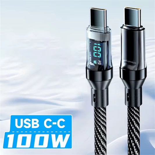 120W USB C and USB a Charging Cables with LED Display Screen, USB C=C-C，USB A=A-C,Xiaomi Iphone、 Samsung Not Compatible